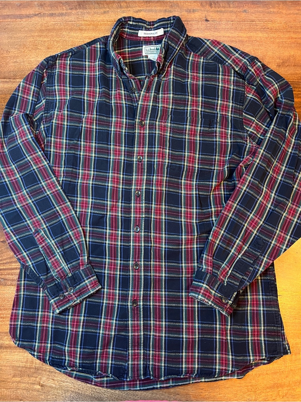 Vintage L.L.Bean Traditional Fit Flannel Plaid Button-Down Shirt Mens L Tall